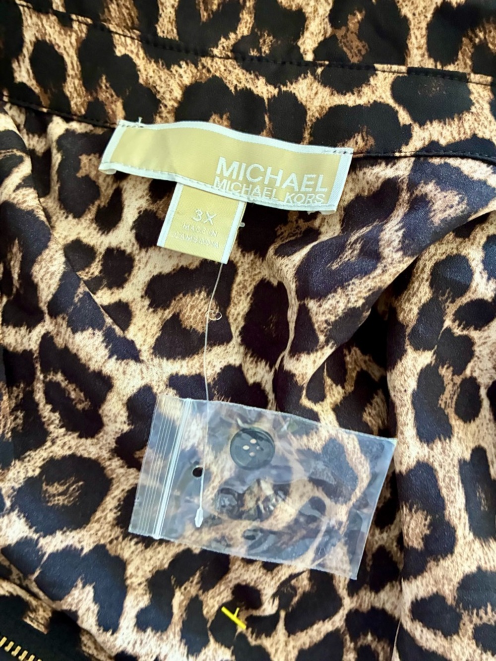 Michael Kors Leopard Animal Print Zipper blouse top jacket Plus Size 3X New - Picture 13 of 16